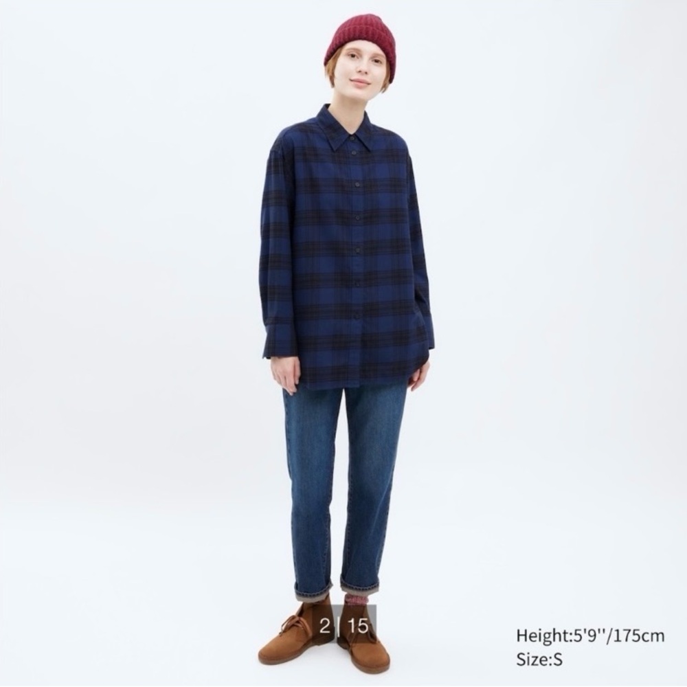 Uniqlo x JW Anderson Blue Plaid Flannel Button-Up Shirt